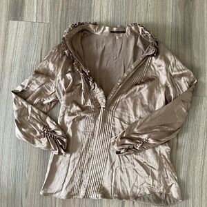 Elie Tahari Metallic Tan Blouse